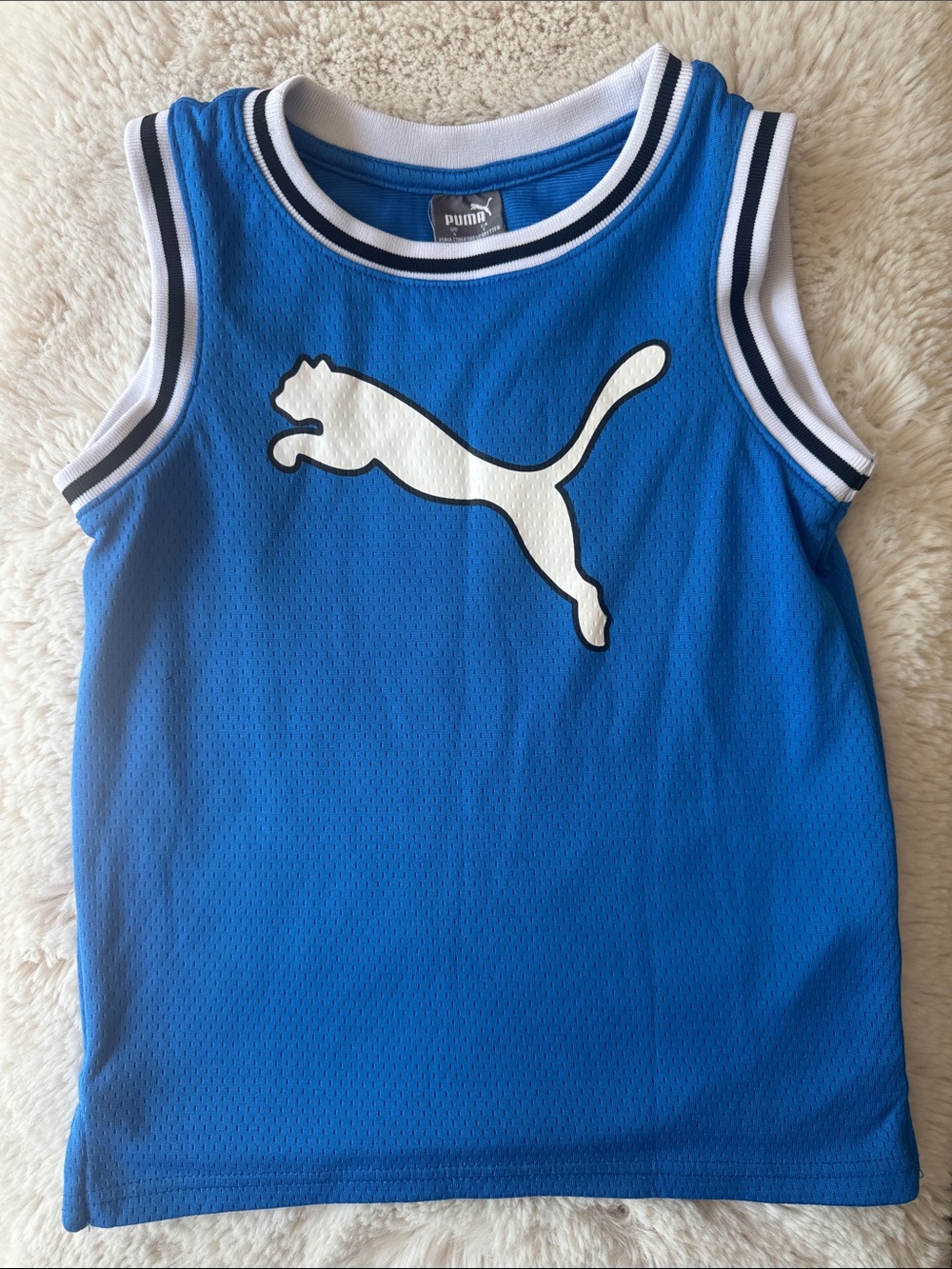 Puma Size 5 Bright Blue Kids Tank with White Logo and Navy Trim